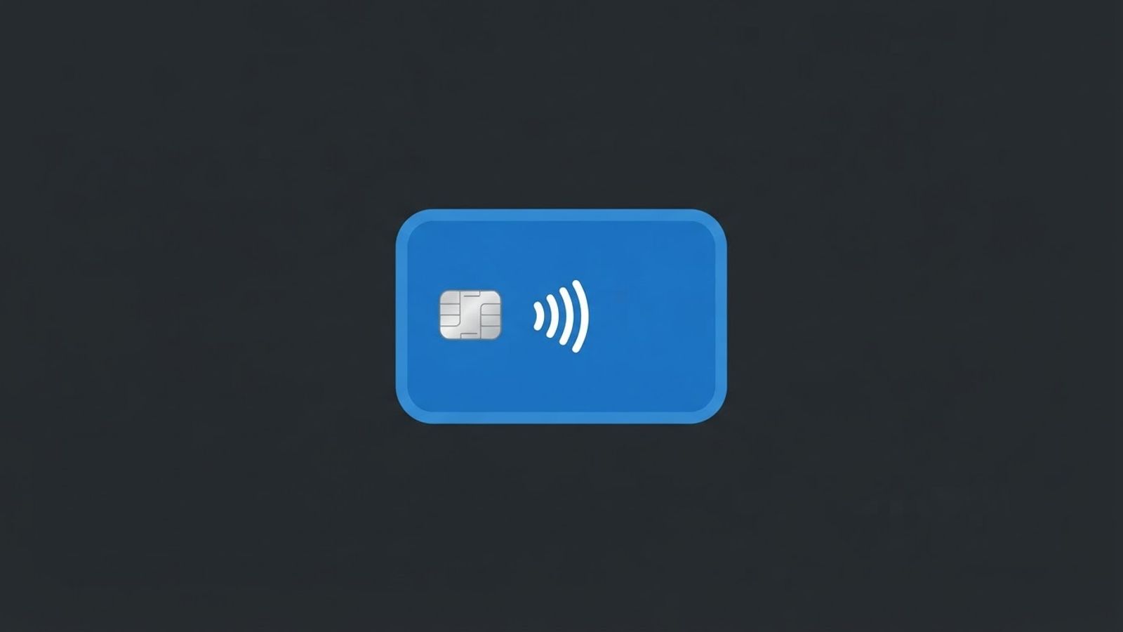 Icône de carte bancaire bleue avec puce et contactless