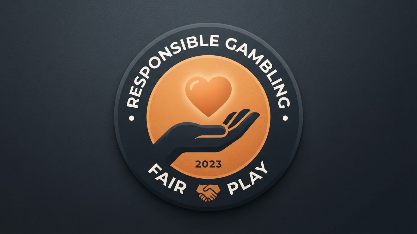 Emblème de jeu responsable avec main et cœur